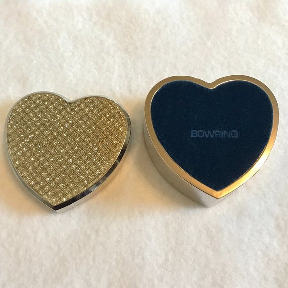 Bowring Silver Tone Heart Shaped Trinket Box with Jewelled Patterned Lid - Picture 7 of 7